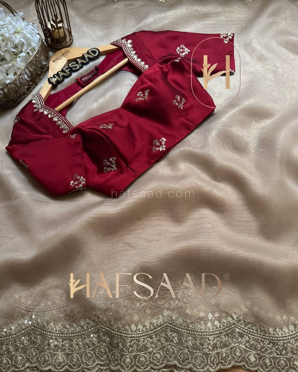 Luxurious Ivory Organza Dupatta with Heavy Golden Sequin & Zari Cutwork Border – Perfect for Weddings & Festive Layering - Image 6